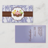 Lila & Bruin Bloemen Cup Taart Bakkerij Visitekaar Visitekaartje (Voorkant / Achterkant)