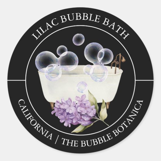 Lila Bubble-badlabel Ronde Sticker (Voorkant)