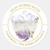Lila Bubble-badlabel Ronde Sticker (Voorkant)