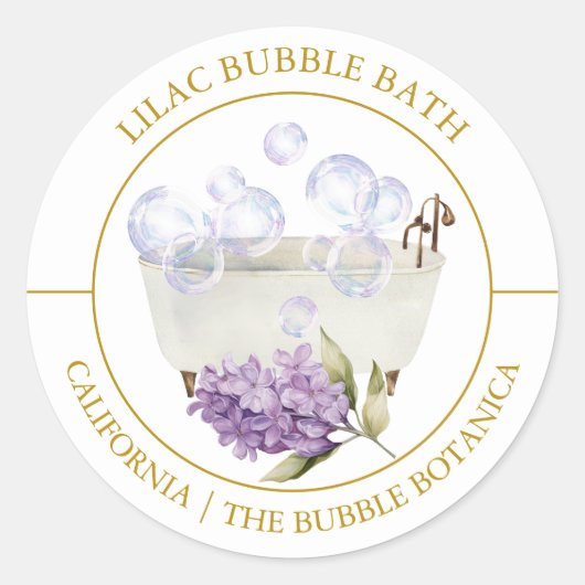 Lila Bubble-badlabel Ronde Sticker (Voorkant)
