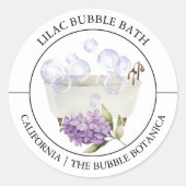 Lila Bubble-badlabel Ronde Sticker (Voorkant)