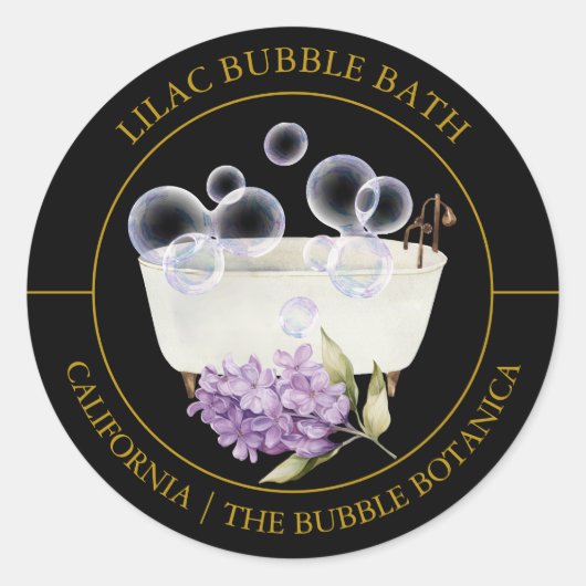 Lila Bubble-badlabel Ronde Sticker (Voorkant)