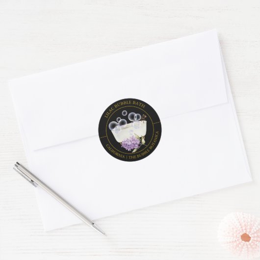 Lila Bubble-badlabel Ronde Sticker (Envelop)