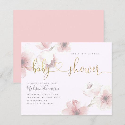 Lila | Budget Cherry Blossom Floral Baby shower (Voorkant / Achterkant)