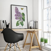 Lila Butterfly Botanical Jean Bois Poster