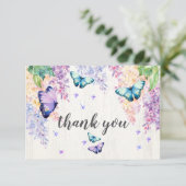 Lila & Butterfly Dank u kaart (Staand voorkant)
