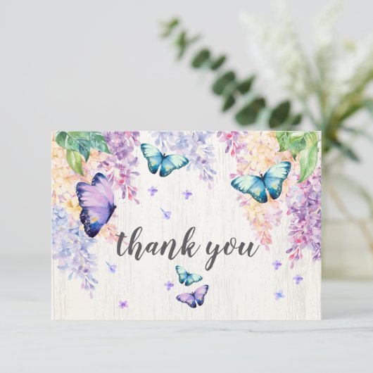 Lila & Butterfly Dank u kaart (Staand voorkant)