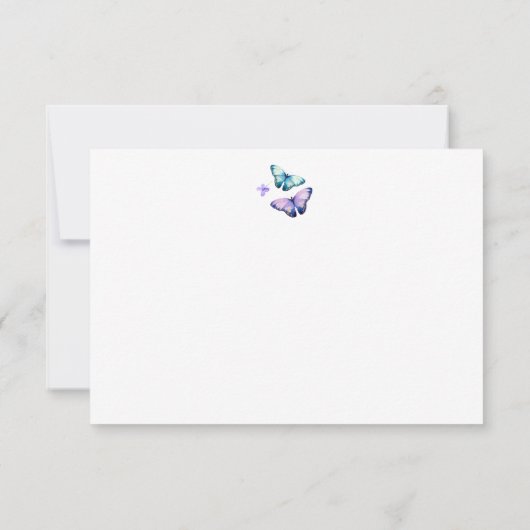 Lila & Butterfly Dank u kaart (Achterkant)