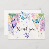 Lila & Butterfly Dank u kaart (Voorkant / Achterkant)