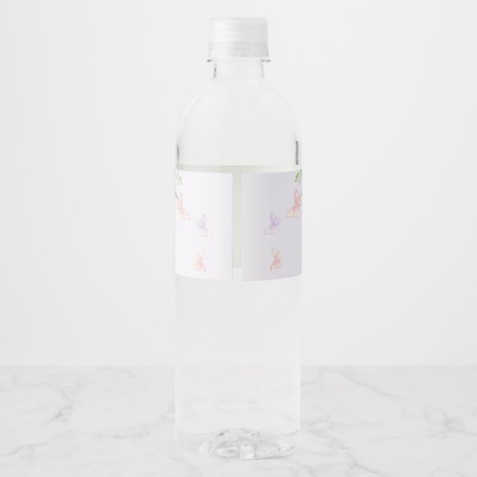 Lila Butterfly Eten en Drinken Label Set Waterfles Etiket (Achterkant)
