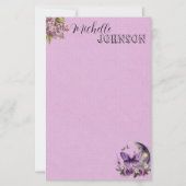 Lila Butterfly gepersonaliseerd briefpapier (Voorkant)