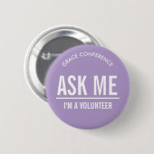 Lila Buttonnen voor vrijwilligers Ronde Button 5,7 Cm (Voorkant /achterkant)