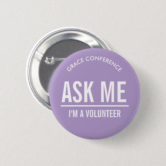 Lila Buttonnen voor vrijwilligers Ronde Button 5,7 Cm (Voorkant /achterkant)