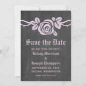 Lila Chalkboard van Roos sparen de Datum uitnodige Save The Date (Voorkant)