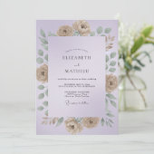 Lila Champagne Ranunculus Eucalyptus Bruiloft Kaart (Staand voorkant)