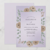 Lila Champagne Ranunculus Eucalyptus Bruiloft Kaart (Voorkant / Achterkant)