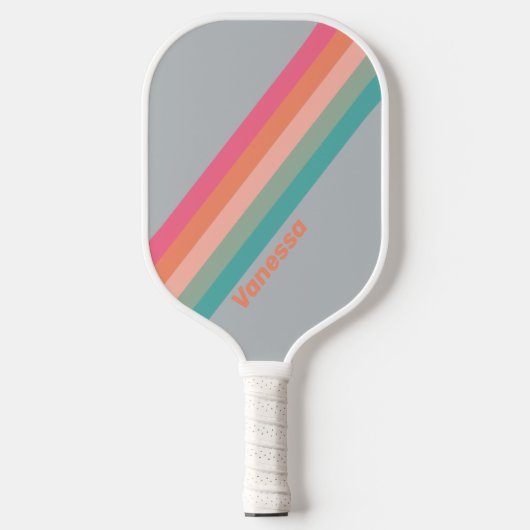  Lila Charm Stripes met Naam Pickleball Paddle (Voorkant)