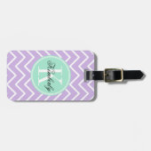 Lila Chevron met Mint Monogram Bagagelabel (Voorkant horizontaal)