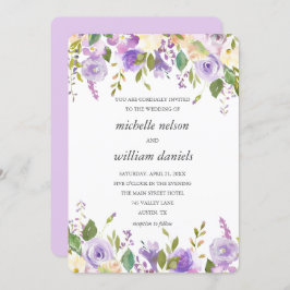 Lila | Chic Lavender Waterverf Floral Wedding Kaart