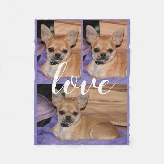 Lila Chihuahua Love Photo Fleece Blanket (Voorkant)