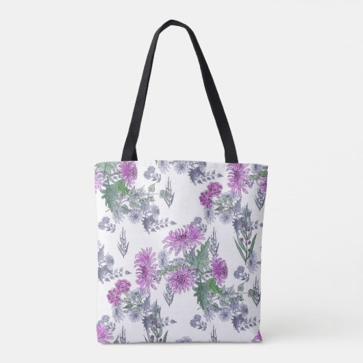 Lila chrysanten tote bag (Achterkant)