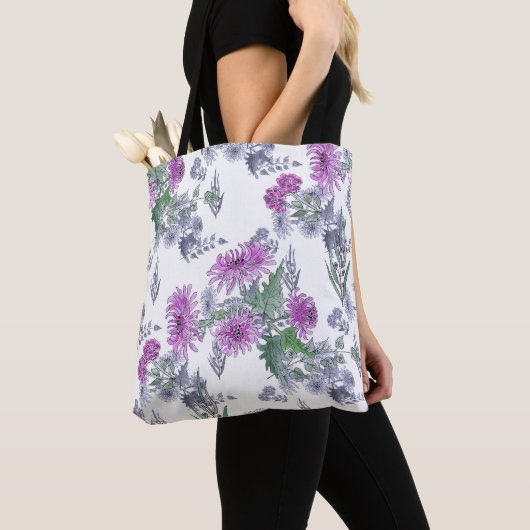 Lila chrysanten tote bag (Dichtbij)
