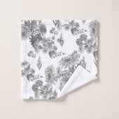 Lila chrysanten, waterverf badhanddoekset bad handdoek (Wasdoekje)