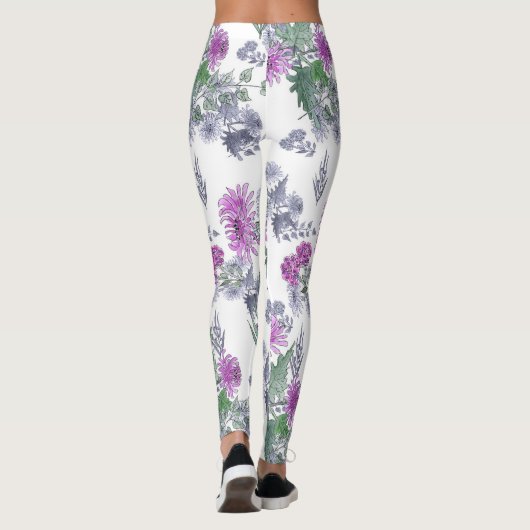 Lila chrysanthema , waterverf leggings (Achterkant)