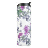 Lila chrysanthema , waterverf thermosbeker (Gedraaid links)