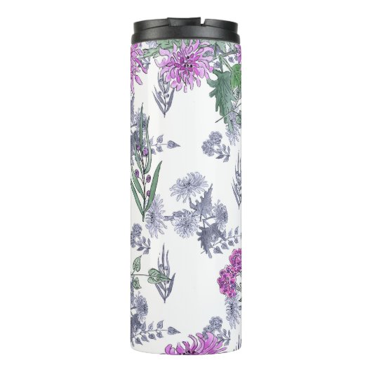 Lila chrysanthema , waterverf thermosbeker (Achterkant)