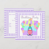 LILA CICRUS THEME STRIPE ARTIJ INVITATIE KAART (Voorkant / Achterkant)