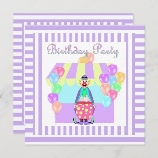 LILA CICRUS THEME STRIPE ARTIJ INVITATIE KAART (Voorkant / Achterkant)