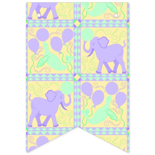 Lila Circus Cute Pattern Neutrale Baby shower Vlaggetjes (Tweede vlag)