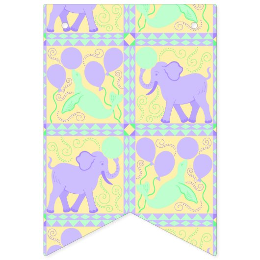 Lila Circus Cute Pattern Neutrale Baby shower Vlaggetjes (Eerste vlag)