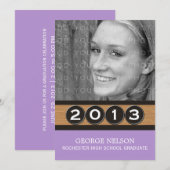 Lila Classy Keys Afstuderen Kaart (Voorkant / Achterkant)