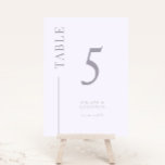 Lila Clean Line Trouwtafel nummer Kaart<br><div class="desc">Eenvoudig en modern huwelijkstafelnummer met een lijn aan de zijkant. De kleur is lila paars.</div>