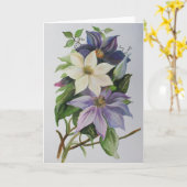Lila Clematis vijn Acrylverf Kaart (Gele Bloem)