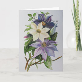 Lila Clematis vijn Acrylverf Kaart