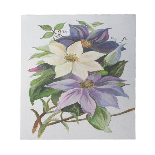 Lila Clematis vijn Acrylverf Notitieblok (Voorkant)