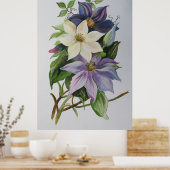 Lila Clematis vijn Acrylverf Poster (Keuken)