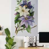 Lila Clematis vijn Acrylverf Poster (Thuiskantoor)