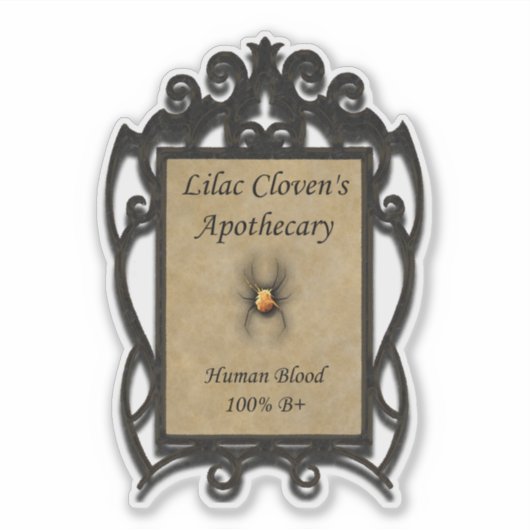 Lila Cloven's Apothecary: Menselijk Bloed 100% B+ Sticker (Voorkant)
