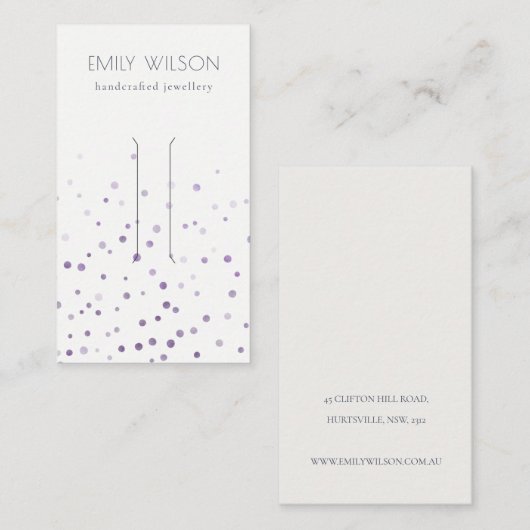 Lila Confetti  Haarklapbeeldscherm voor Waterverf Visitekaartje (Voorkant / Achterkant)