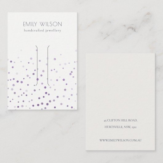 Lila Confetti Haarklapbeeldscherm voor Waterverf Visitekaartje (Voorkant / Achterkant)