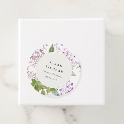 Lila Cottage Tuin Bloemen Bunch Business Bedankjes Labels (In situ)