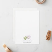 Lila Cottage Tuin Waterverf Bloemen Bunch Notitiekaartje (Voorkant / Achterkant in situ)