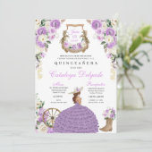 Lila Cowgirl Western Princess Quinceañera Kaart (Staand voorkant)