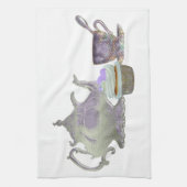 Lila Cupcake Hearts, Teapot en Teacup Art Theedoek (Verticaal)