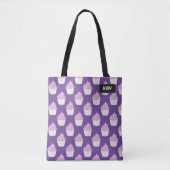 Lila Cupcake-patroon bevestigen - uw initiaal of n Tote Bag (Voorkant)
