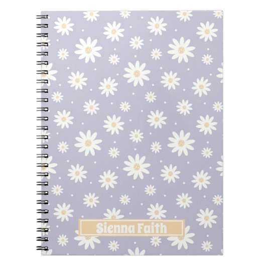 Lila Daisy Floral Custom Notitieboek (Voorkant)